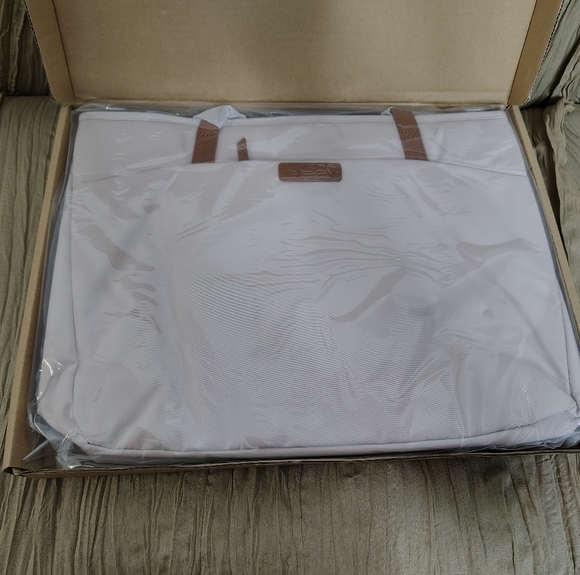 Prite Cream Laptop Tote Bag for Women Shoulder Bag Waterproof 11.8"X14 6"X3.5" - Picture 8 of 13